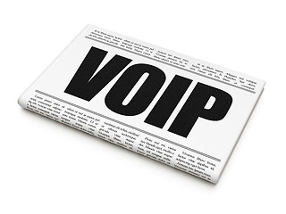 Image showing Web design concept: newspaper headline VOIP