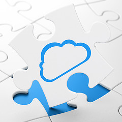 Image showing Cloud networking concept: Cloud on puzzle background