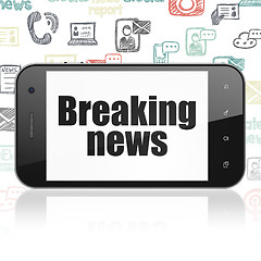 Image showing News concept: Smartphone with Breaking News on display