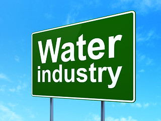 Image showing Manufacuring concept: Water Industry on road sign background