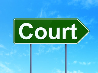 Image showing Law concept: Court on road sign background