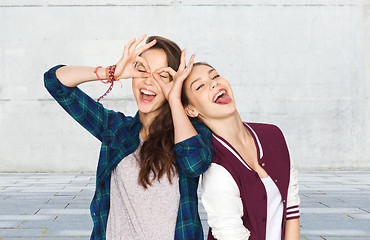 Image showing happy smiling pretty teenage girls having fun