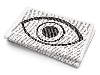 Image showing Privacy concept: Eye on Newspaper background