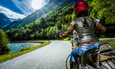 Image showing Biker girl First-person view