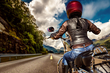 Image showing Biker girl First-person view