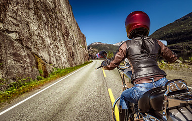 Image showing Biker girl First-person view