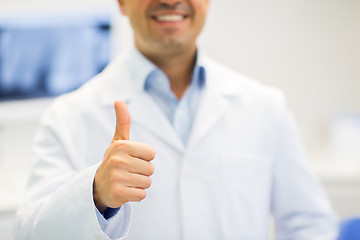 Image showing close up of doctor showing thumbs up at hospital