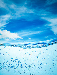 Image showing Close up water on a background of blue sky