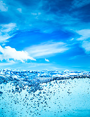 Image showing Close up water on a background of blue sky