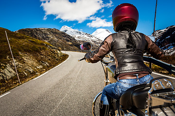 Image showing Biker girl First-person view