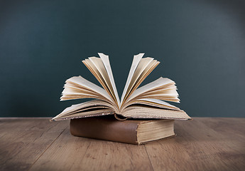 Image showing Book in front of chalkboard