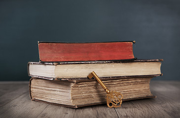 Image showing Old Books and Key