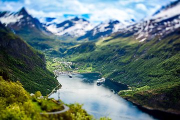 Image showing Geiranger fjord, Norway (tilt shift lens).