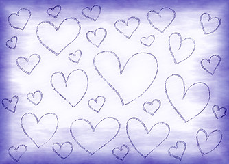 Image showing Lilac background with abstract hearts