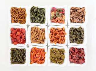 Image showing Coloured Italian Pasta Selection