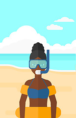 Image showing Woman with swimming equipment.