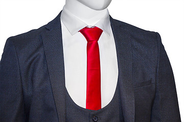 Image showing Blue man suit with red tie