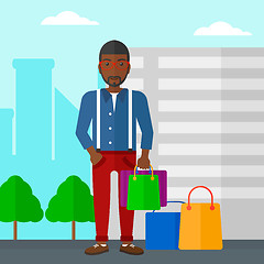 Image showing Buyer with shopping bags.