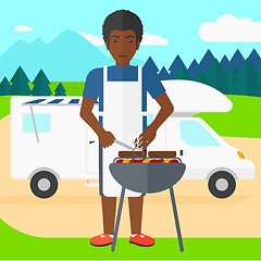 Image showing Man preparing barbecue.