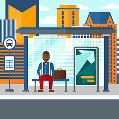 Image showing Man waiting for bus.