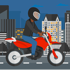 Image showing Man riding motorcycle.