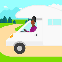 Image showing Woman driving motor home.