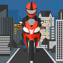 Image showing Man riding motorcycle.