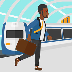 Image showing Man going out of train.