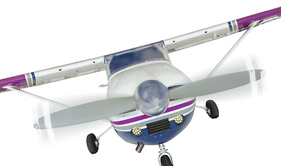 Image showing Front of Cessna 172 Single Propeller Airplane On White