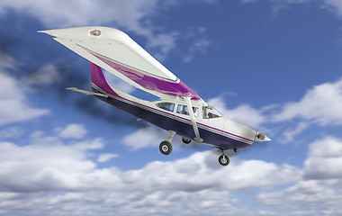 Image showing Cessna 172 With Smoke Coming From The Engine Heading Down