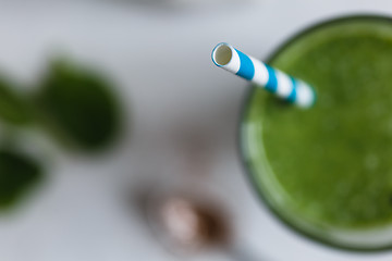 Image showing Green smoothie in the glass