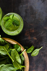 Image showing Green smoothie in the jar