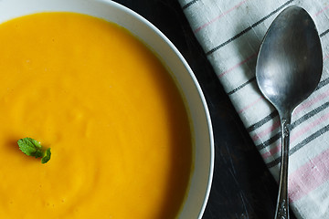 Image showing Pumpkin soup in a plate 