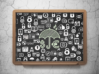 Image showing Privacy concept: Money And Umbrella on School Board background