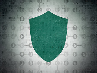 Image showing Safety concept: Shield on Digital Paper background