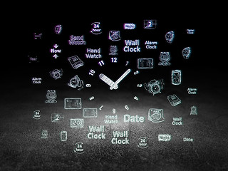 Image showing Time concept: Clock in grunge dark room