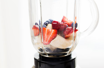 Image showing close up of blender shaker with fruits and berries