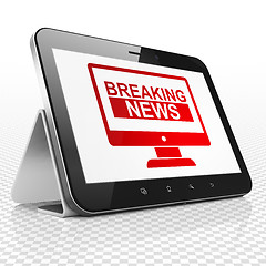 Image showing News concept: Tablet Computer with Breaking News On Screen on display