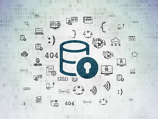 Image showing Database concept: Database With Lock on Digital Paper background