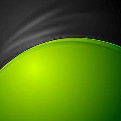 Image showing Contrast green and black abstract wavy background