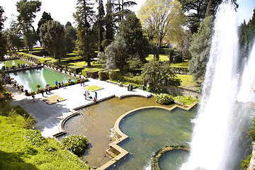 Image showing TIVOLI, ITALY - APRIL 10, 2015: Tourists visiting Fountain of Ne