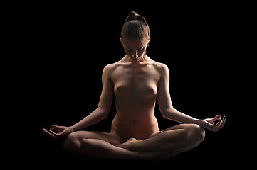 Image showing attractive naked woman in zen position