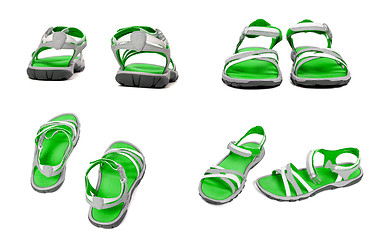 Image showing Set of green summer sandals
