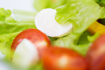 Image showing close up of vegetable salad with mozzarella cheese