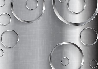 Image showing Metal tech background with circles