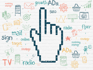 Image showing Marketing concept: Mouse Cursor on wall background