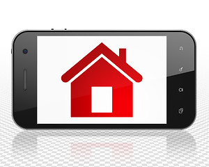 Image showing Business concept: Smartphone with Home on display