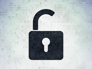 Image showing Data concept: Opened Padlock on Digital Paper background