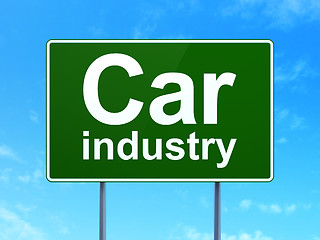 Image showing Manufacuring concept: Car Industry on road sign background