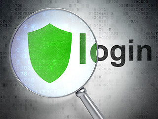 Image showing Safety concept: Shield and Login with optical glass